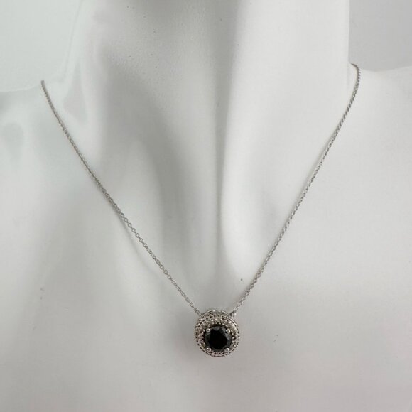 Beautiful 1 Carat Black Diamond Halo Earring and Necklace Set - Picture 6 of 16